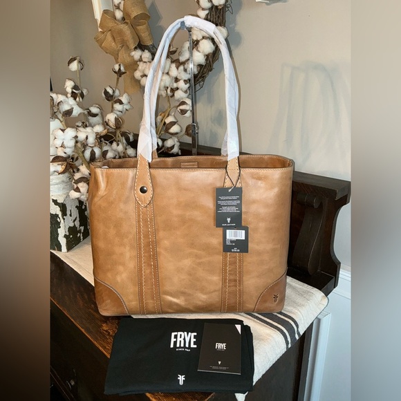 Frye Handbags - NWT Frye Melissa Leather Shopper Tote Shoulder Bag Beige Brown Retail  $358